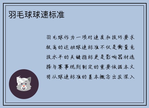 羽毛球球速标准